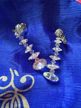 Clear Iridescent Crystal Drop Clip-On Earrings